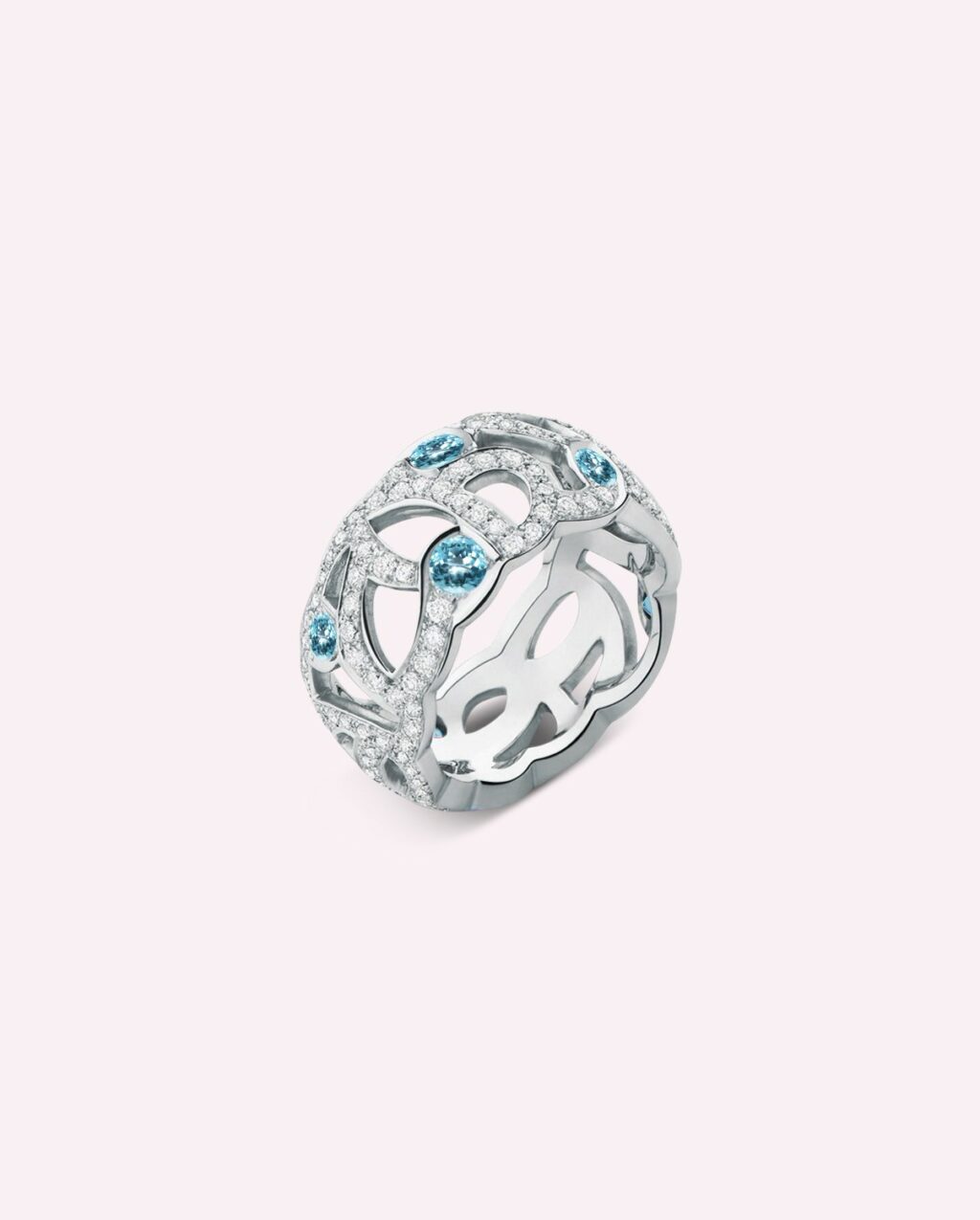 MILLE & UNE NUITS Bague Alliance Lila Aigue Marine et Diamant