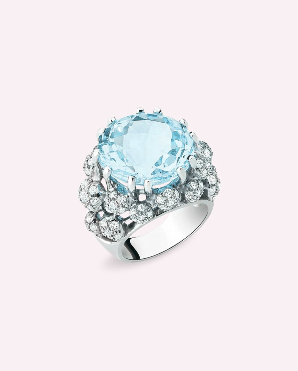 3.FLOCON Bague Crépuscule Aigue Marine et Diamant