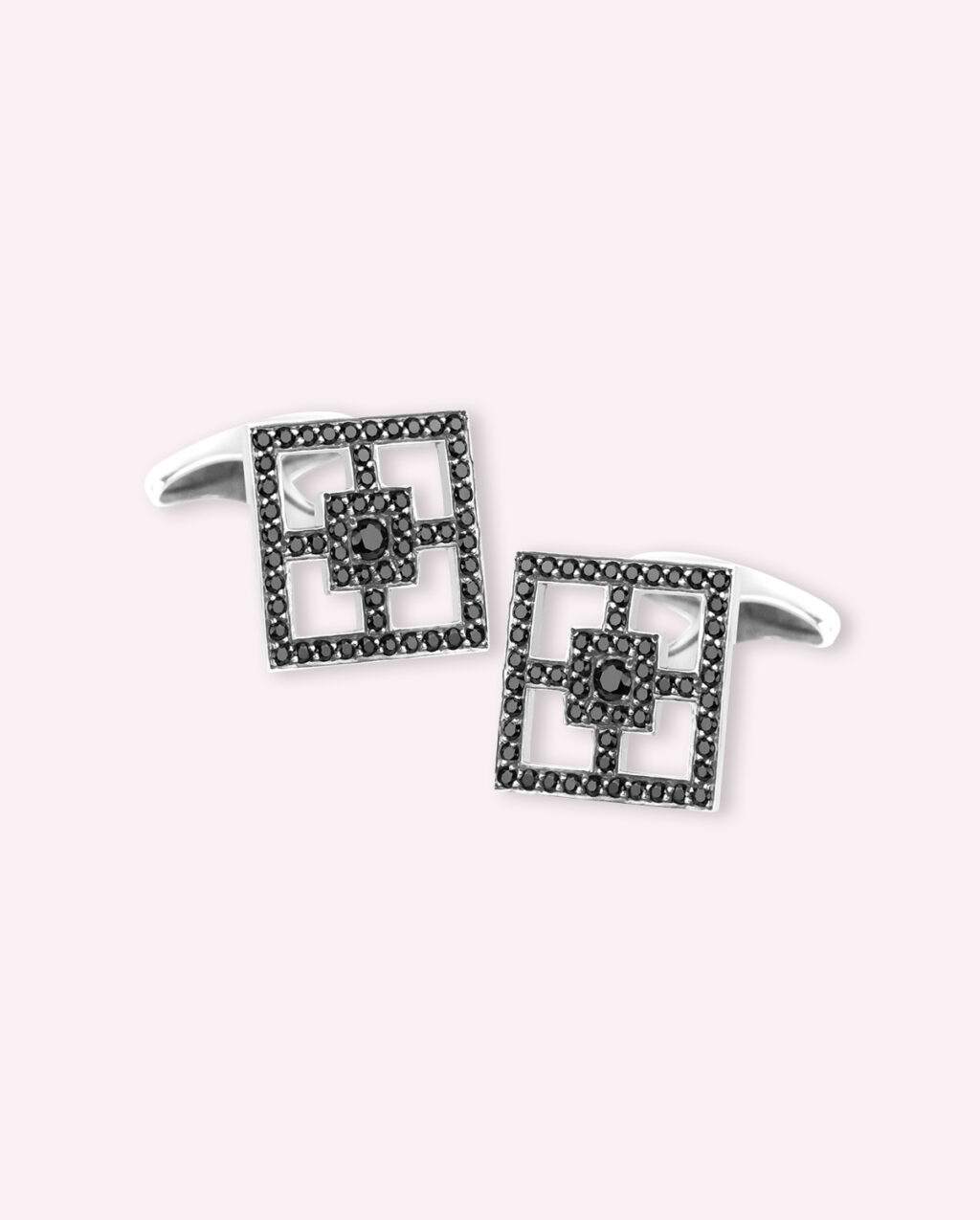 25.LABYRINTHE Boutons de Manchettes Dandy Diamant Noir