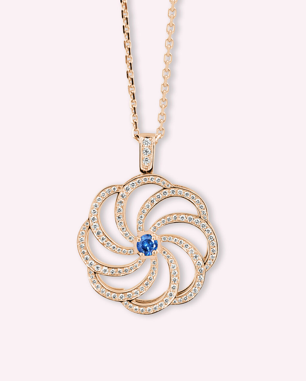 27.ETERNITE Pendentif Arevig Or Rose Saphir Diamant