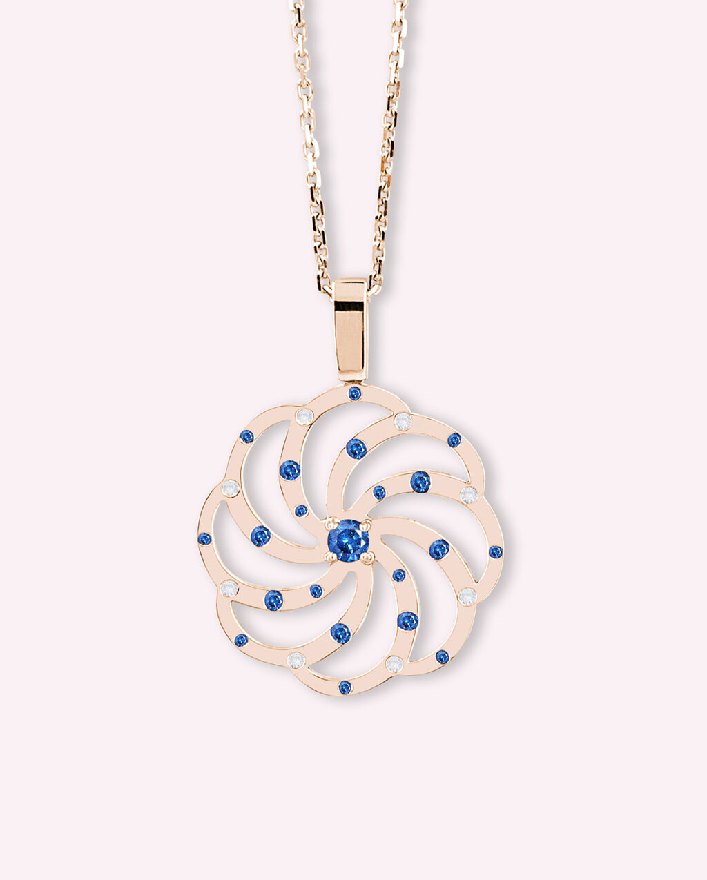 40.ETERNITE Pendentif Soleil Or Rose Saphir