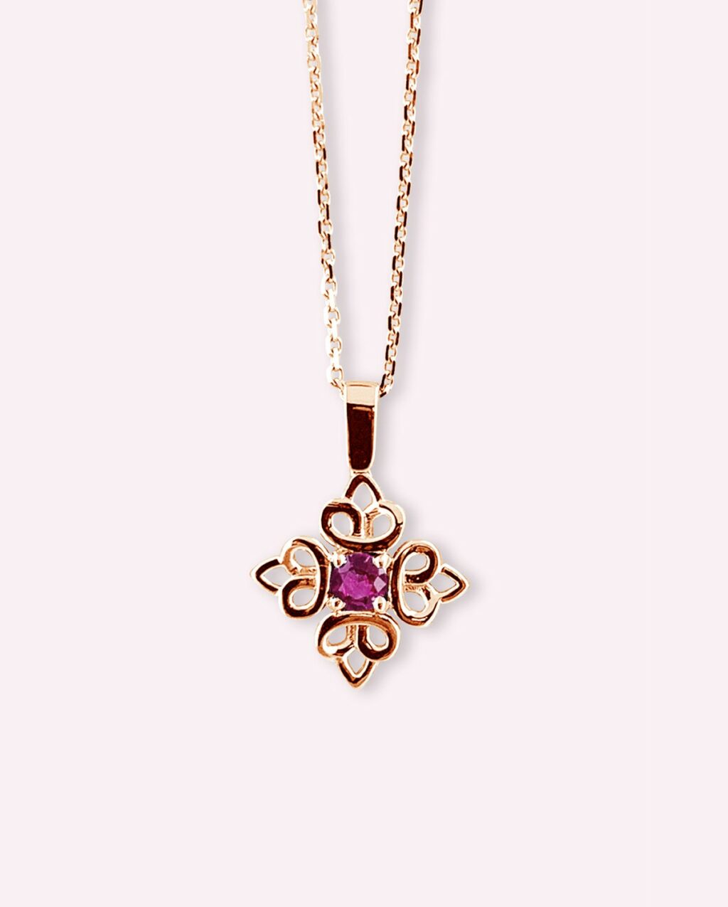 54.DZARIG Pendentif Baïdzar Or Rose Rubellite