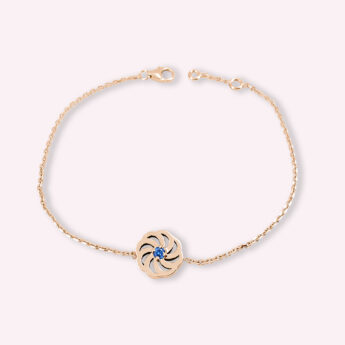 64.ETERNITE Bracelet Chainette Astrig Or Rose Saphir