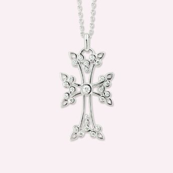65.KHACHKAR Croix Armenienne Anouch Or Blanc Diamant